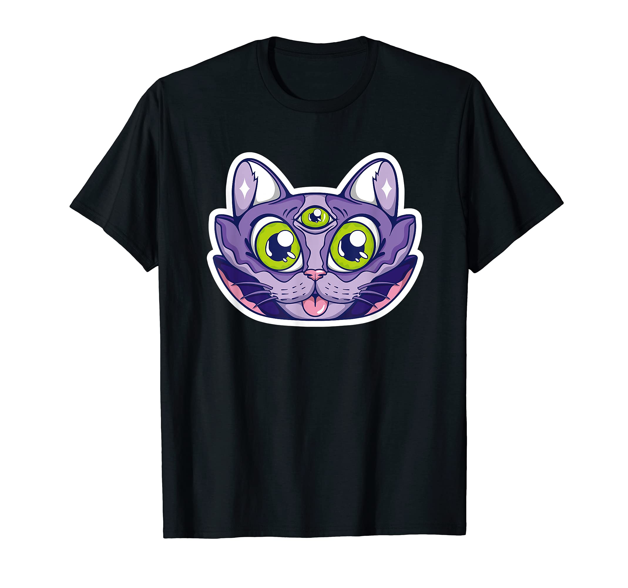 Amazon | 三つ目の猫の目 神秘的なネコの怪物 Tシャツ | Tシャツ